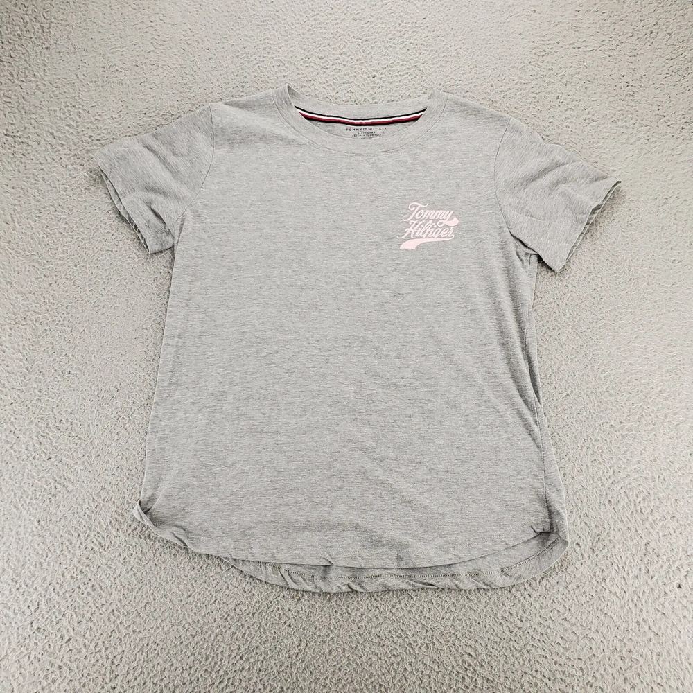 Tommy Hilfiger Shirt Womens Large Gray Spell Out Casual Comfort Sleepwear